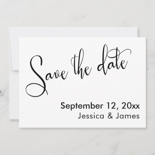 Calligraphy Save the Date Elegant Black on White