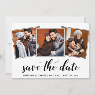 Calligraphy Save The Date Engagement 3 Photo Card