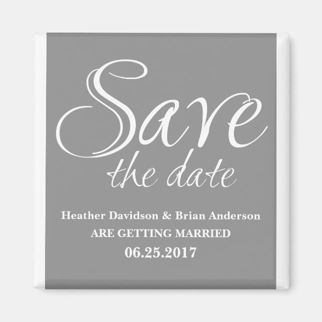 Calligraphy Save the Date Magnet, Gray Magnet (Front)