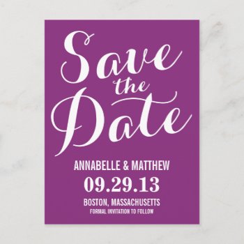 Calligraphy Save The Date Postcard by PeridotPaperie at Zazzle