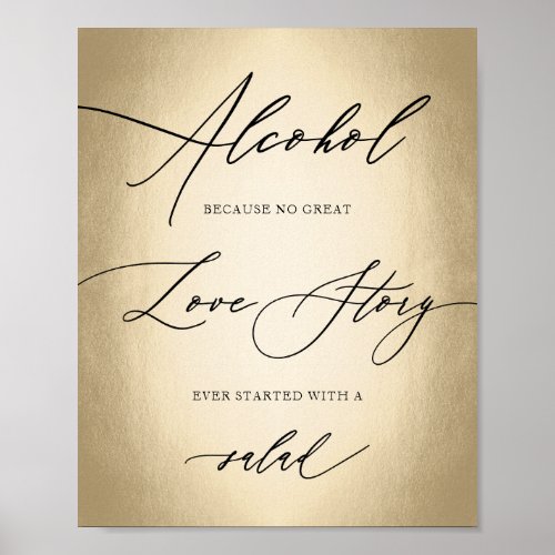 Calligraphy Script Alcohol Love Story Wedding Sign