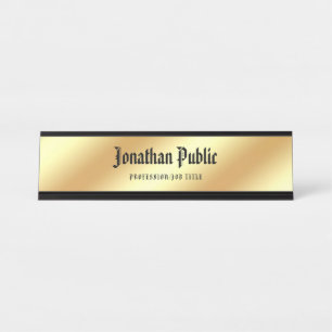 Calligraphy Script American Text Elegant Gold Desk Name Plate