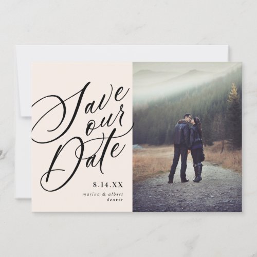 Calligraphy Script  Blush  Photo Save The Date