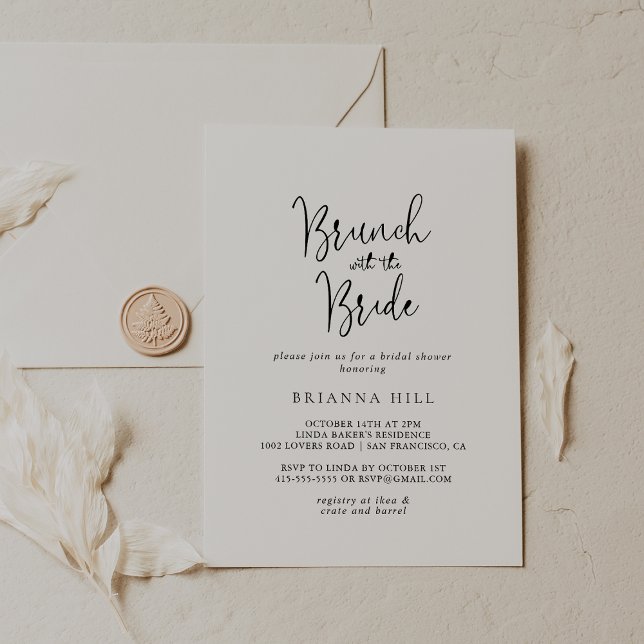 Calligraphy Script Brunch with the Bride Shower   Invitation (Creator Uploaded)