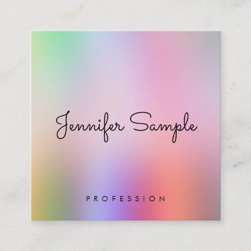Calligraphy Script Colorful Template Stylish Square Business Card