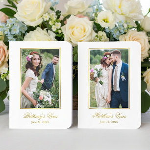 Calligraphy Script Couple Photos Wedding Gold Foil Vow Books