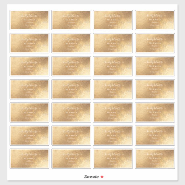 Calligraphy Script DIY Guest Address Faux Gold Sticker (Sheet)