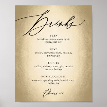 Calligraphy Script Drinks & Cheers Wedding Sign by fatfatin_blue_knot at Zazzle
