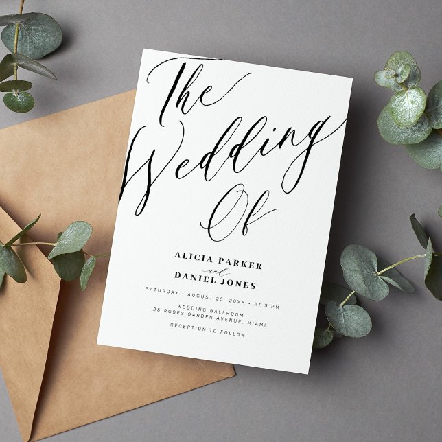 Calligraphy script elegant black and white wedding invitation (Creator Uploaded)