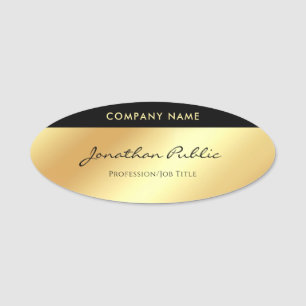 Calligraphy Script Elegant Glamour Gold Template Name Tag