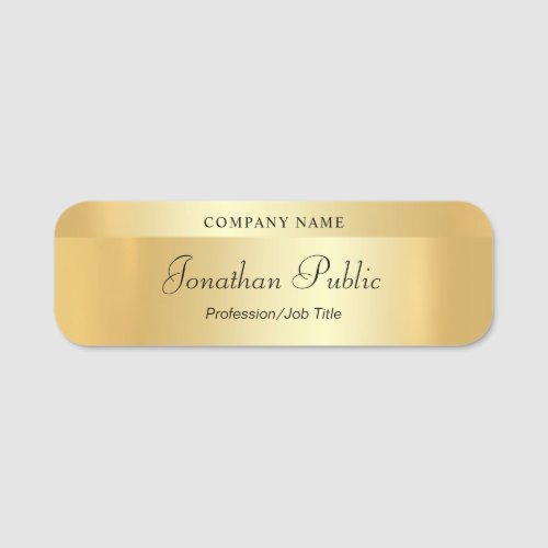 Calligraphy Script Elegant Glamour Gold Template Name Tag