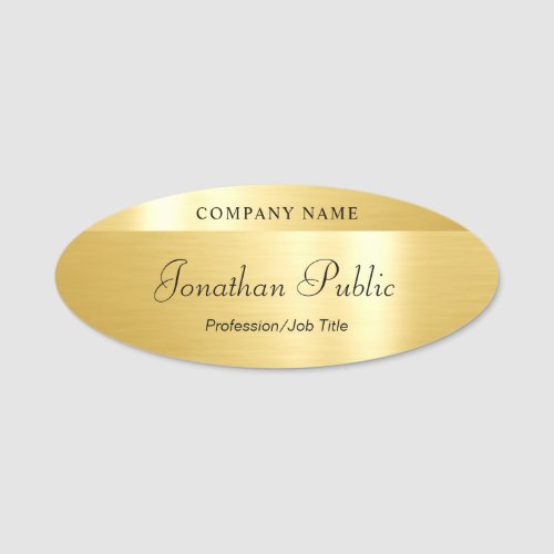 Calligraphy Script Elegant Modern Faux Gold Trendy Name Tag