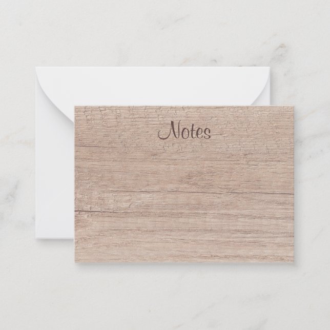 Calligraphy Script Elegant Natural Wood Look Note Card (Front)