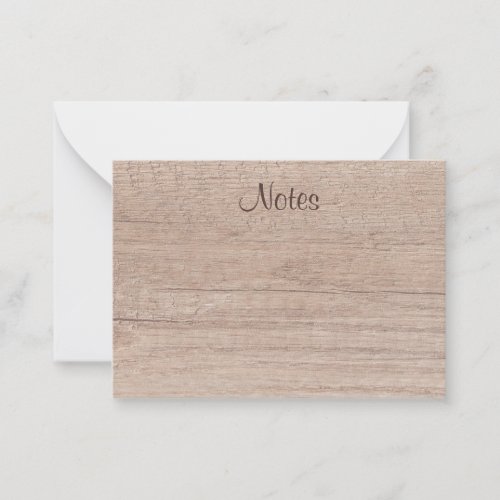 Calligraphy Script Elegant Natural Wood Look Note Card