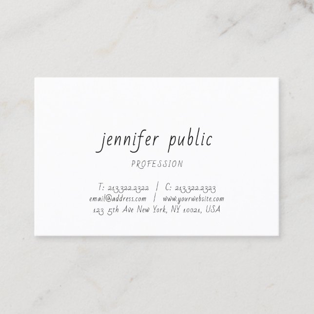 Calligraphy Script Elegant Simple Modern Template Business Card (Front)