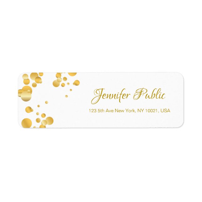Calligraphy Script Elegant Template Gold Confetti Label (Front)