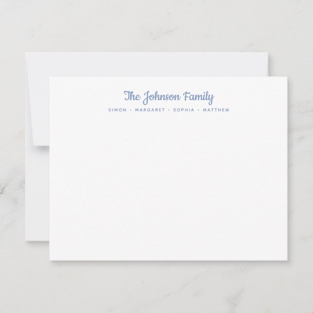 Calligraphy Script Family Name Stationery Note Card (Front)