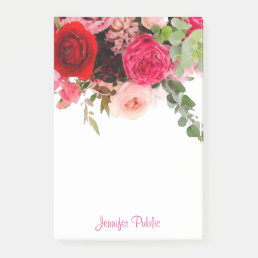 Calligraphy Script Floral Watercolor Rose Template Post-it Notes