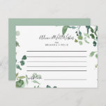 Calligraphy Script Foliage Wedding Advice Card<br><div class="desc">This calligraphy script foliage wedding advice card is perfect for a modern wedding. The design features watercolor hand-drawn elegant botanical eucalyptus branches and leaves, arranged in beautiful bouquets and geometric patterns. These cards are perfect for a wedding, bridal shower, baby shower, graduation party & more. Personalize the cards with the...</div>