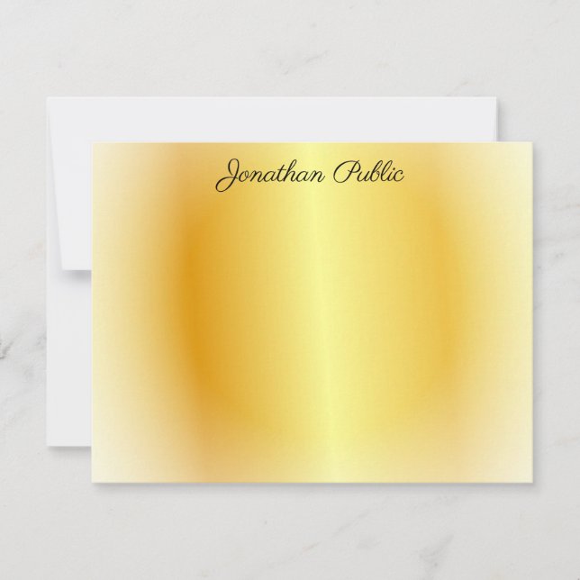 Calligraphy Script Gold And White Elegant Text Note Card (Front)
