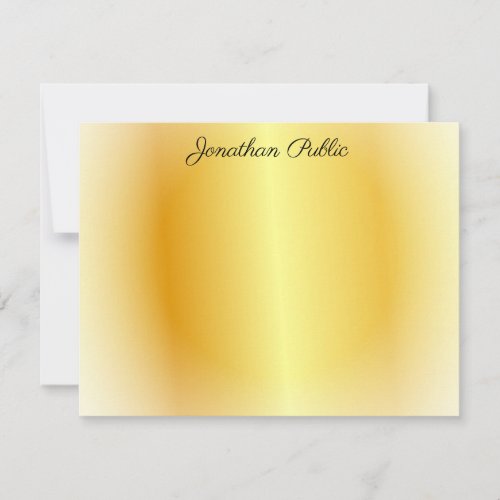 Calligraphy Script Gold And White Elegant Text Note Card