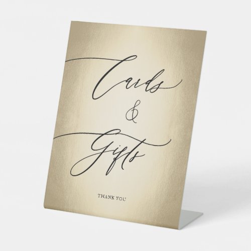 Calligraphy Script Gold Cards  Gifts Wedding Pedestal Sign