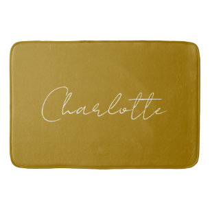 Calligraphy Script Gold Color Custom Name Edit Bath Mat