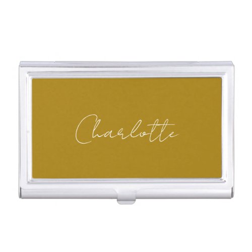 Calligraphy Script Gold Color Custom Name Edit Business Card Case