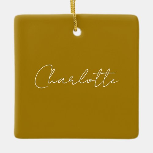 Calligraphy Script Gold Color Custom Name Edit Ceramic Ornament