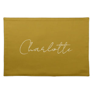 Calligraphy Script Gold Color Custom Name Edit Cloth Placemat