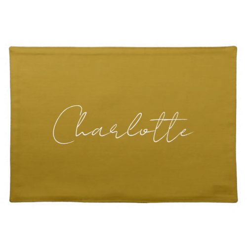 Calligraphy Script Gold Color Custom Name Edit Cloth Placemat