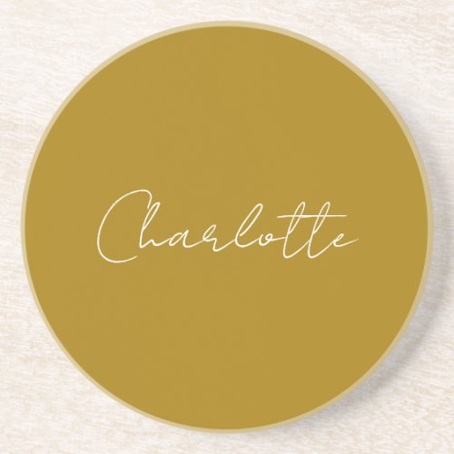 Calligraphy Script Gold Color Custom Name Edit Coaster