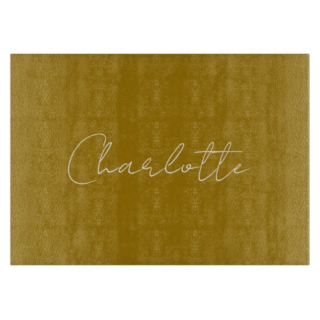 Calligraphy Script Gold Color Custom Name Edit Cutting Board (Front)