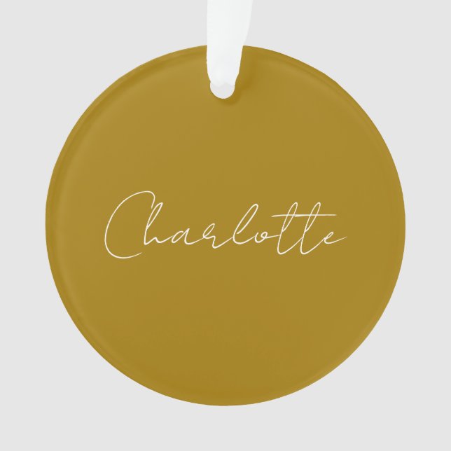Calligraphy Script Gold Color Custom Name Edit Ornament (Front)