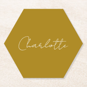 Calligraphy Script Gold Color Custom Name Edit Paper Coaster
