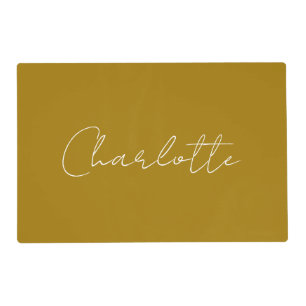 Calligraphy Script Gold Color Custom Name Edit Placemat