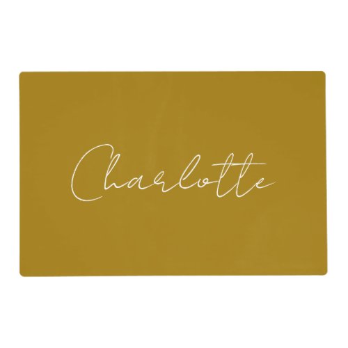 Calligraphy Script Gold Color Custom Name Edit Placemat