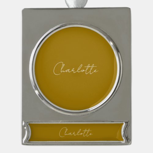 Calligraphy Script Gold Color Custom Name Edit Silver Plated Banner Ornament