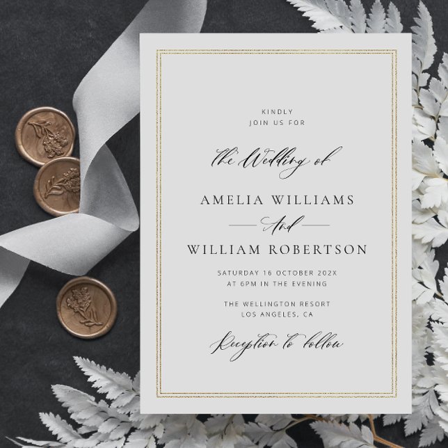 calligraphy script gold frame wedding invitation (Creator Uploaded)
