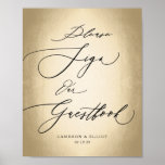 Calligraphy Script Gold Guestbook Wedding Sign at Zazzle