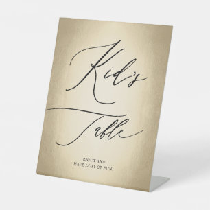 Calligraphy Script Gold Kid's Table Wedding Pedestal Sign