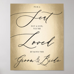 Calligraphy Script Gold Pick A Seat Wedding Sign