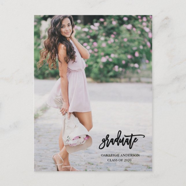 Calligraphy Script Graduate Photo Postcard (Front)