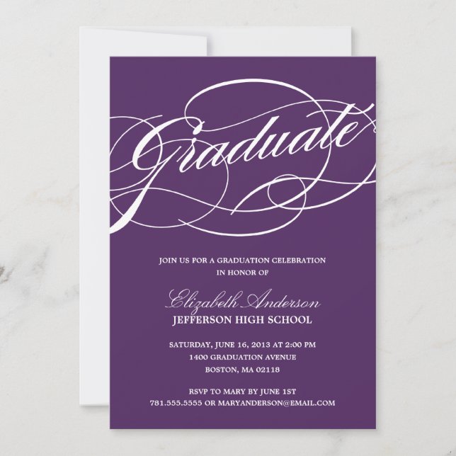 Calligraphy Script Graduation Invitation (Front)