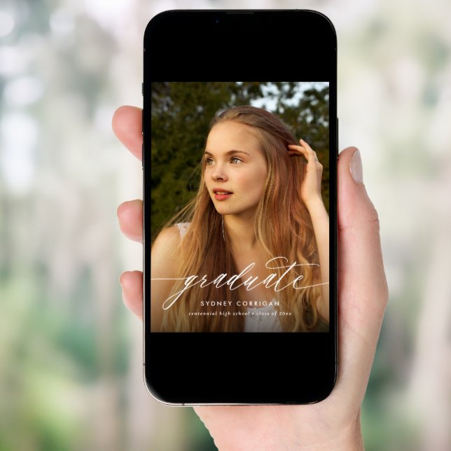 Calligraphy Script Graduation Photo Invitation (Front Digital)