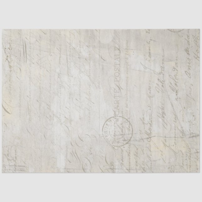 Calligraphy Script Gray Beige Marble Decoupage Tis Tissue Paper (Front)