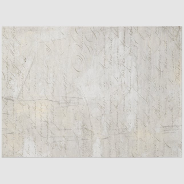 Calligraphy Script Gray Beige Marble Decoupage Tissue Paper (Front)