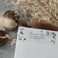 Calligraphy Script Green Foliage Return  Label