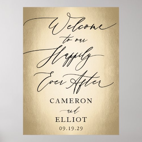 Calligraphy Script Happily Ever After Wedding Sign