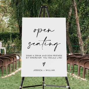 Calligraphy Script Heart Open Seating Wedding Sign